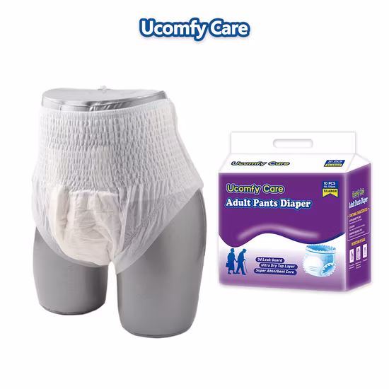 Des échantillons gratuits de pantalons de couches imprimées pour adultes jetables souples tirent vers l'UPS